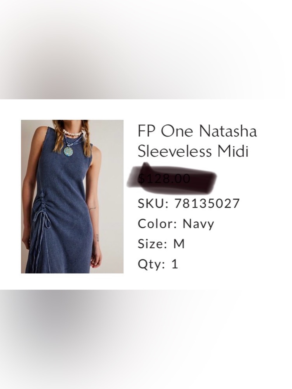 FP One Sleeveless Ribbed Maxi Dress in Navy